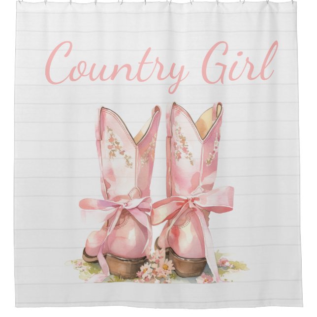 Pink Country Cowgirl Shower Curtain (Front)