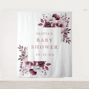 Pink Country Floral Baby Shower Photo Backdrop Tapestry