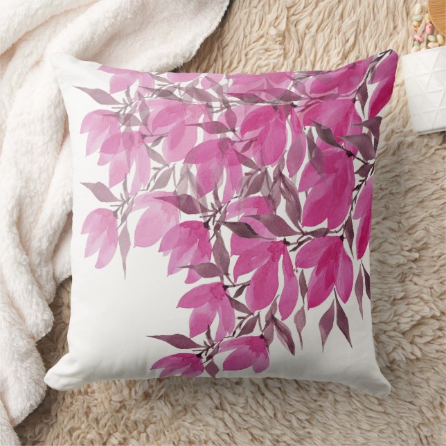 Pink Country Floral Watercolor Cushion (Blanket)