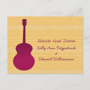 Pink Country Guitar Save the Date Postcard