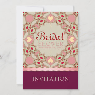 Pink Country Hearts Bridal Shower Party Invitation