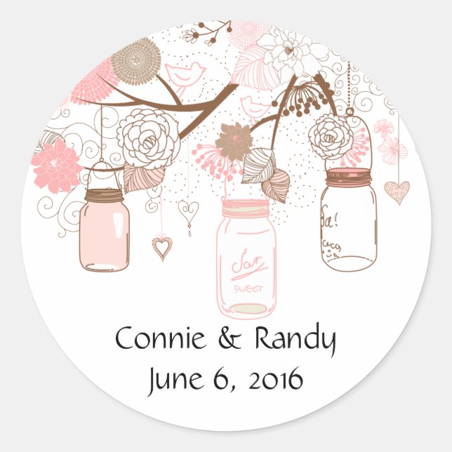 Pink Country Mason Jar Stickers (Front)