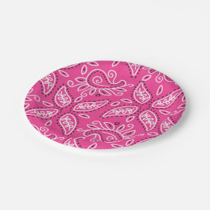 Pink Country Paisley pattern party paper plate