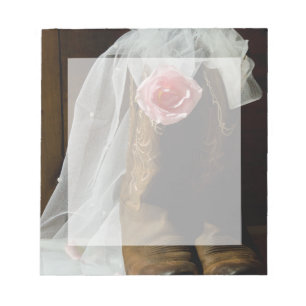 Pink Country Rose and Cowboy Boots Western Wedding Notepad