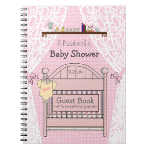 Pink Country Themed Crib Baby Shower Guest Book- Notebook