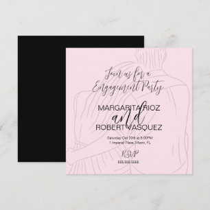 Pink Couple Hugging Script Engagement Party Save The Date