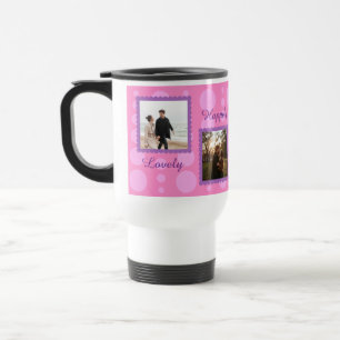 Pink Couple Photo Design with Custom Text Coffee M Travel Mug