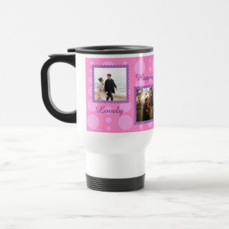 Pink Couple Photo Design with Custom Text Coffee M Travel Mug