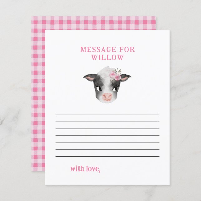 Pink Cow Birthday Time Capsule Message Card (Front/Back)