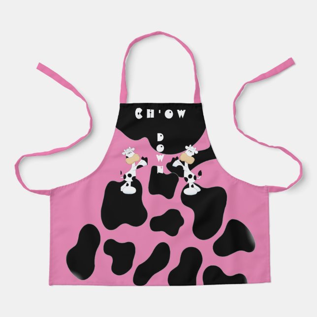 Pink Cow Chow All-Over Print Apron (Front)