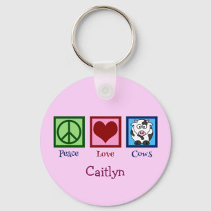 Pink Cow Cute Custom Key Ring