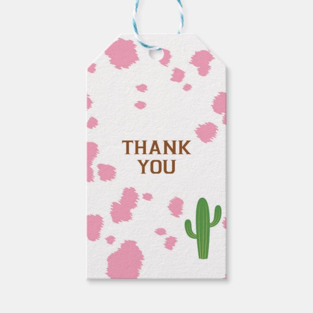 Pink Cow Print Gift Tag (Front)