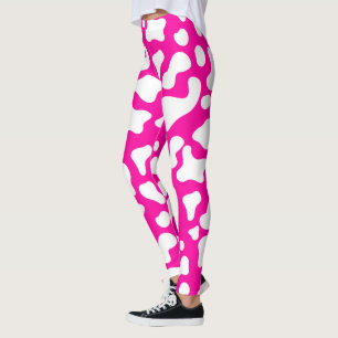 Pink cow print leggings