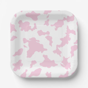 Pink Cow Print Paper Plate