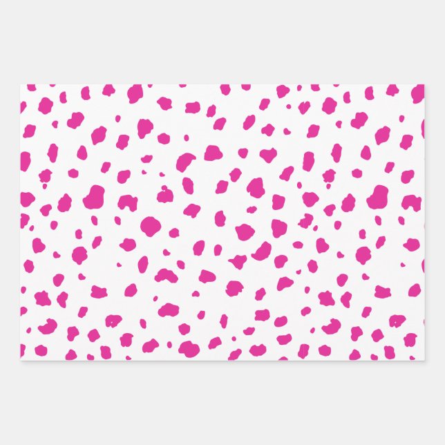 pink cow print pastel wrapping paper sheet (Front)