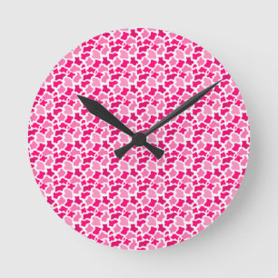 Pink Cow Print Pattern Farmer Gifts Farm Animals Round Clock