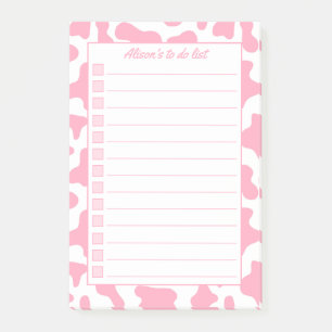 Pink Cow Print Personalised To Do List Post-it Notes