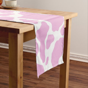 Pink Cow Print Short Table Runner