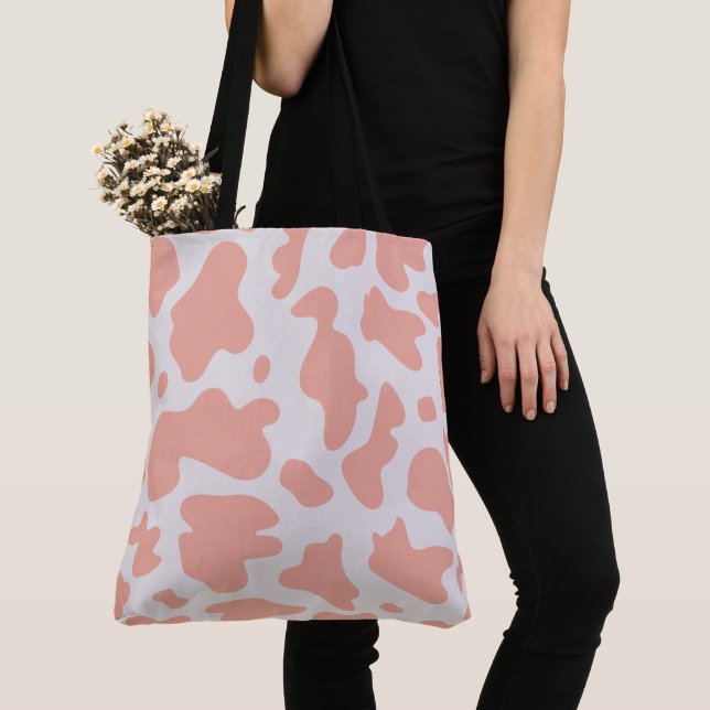 Pink Cow Print Tote Bag (Close Up)