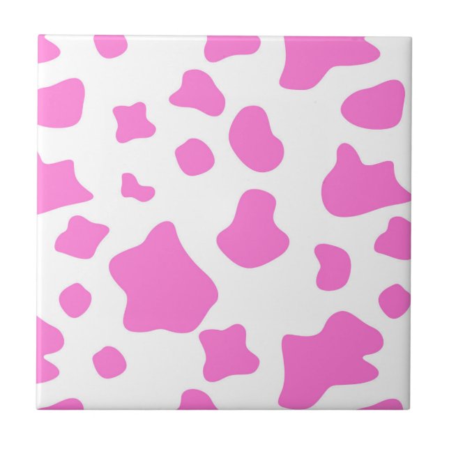 Pink cow spots, animal fur print, livestock tile (Front)