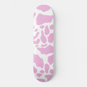 Pink Cow Spots Animal Print Pattern Skateboard