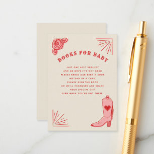Pink Cowboy Boot Cowgirl Baby Shower Book Request Enclosure Card