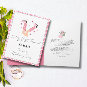 Pink Cowboy Boots & Bubbly Congratulations Bride  Card