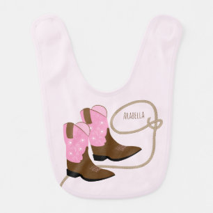 Pink Cowboy Boots & Rope Western Bib