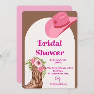 pink cowboy bridal shower invitation