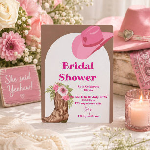 pink cowboy bridal shower invitation