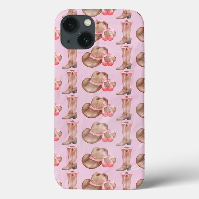 Pink Cowboy Hat and Boots Coquette Case-Mate iPhone Case (Back)