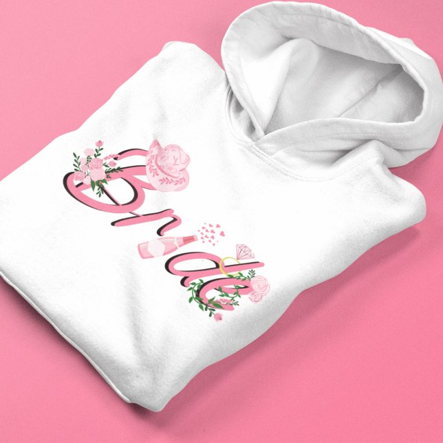 Pink Cowboy Hat With Flowers Bride  Hoodie (Creator Uploaded)
