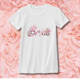 Pink Cowboy Hat With Flowers Bride T-Shirt