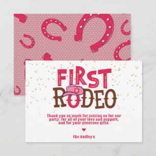 Pink Cowgirl 1st Rodeo Thank You Card