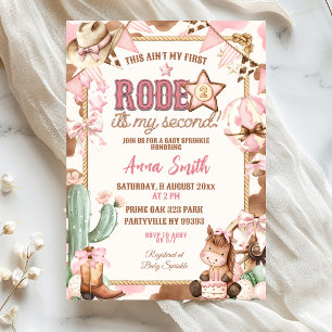 Pink Cowgirl Ain't My First Rodeo Baby Sprinkle Invitation