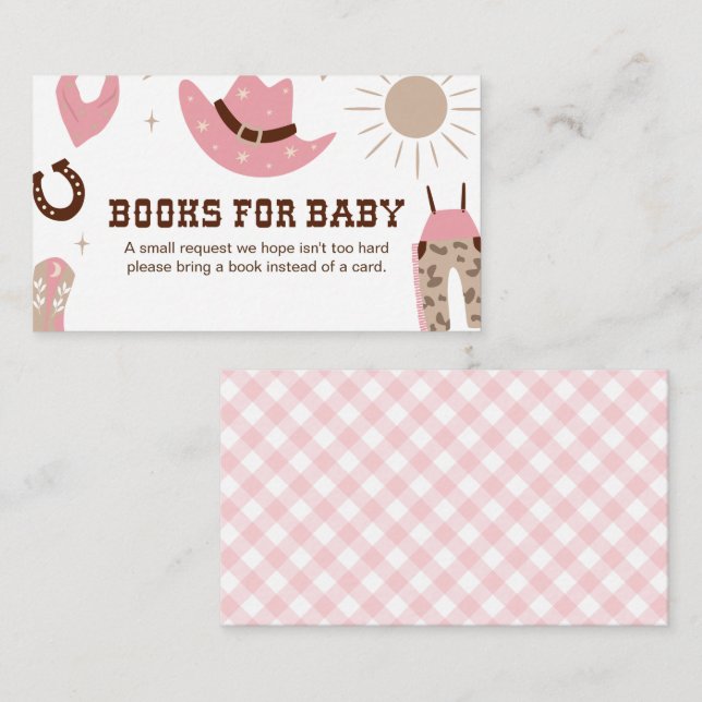 Pink Cowgirl Baby Shower Books for Baby Enclosure Card (Front/Back)