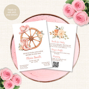 Pink Cowgirl Baby Shower Invitation All in One QR