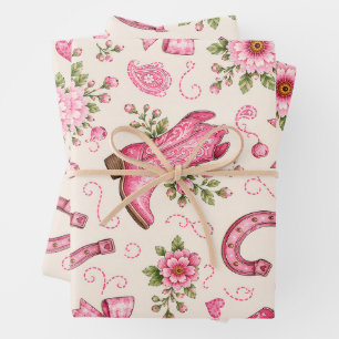Pink Cowgirl Baby Shower Paper Plates Boots Bows