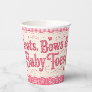 Pink Cowgirl Baby Shower Paper Plates Boots Bows Cups