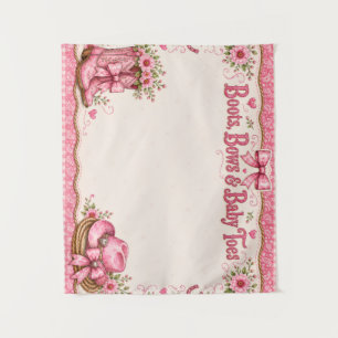 Pink Cowgirl Baby Shower Paper Plates Boots Bows Tapestry