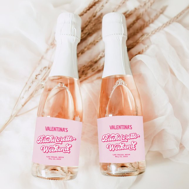 Pink Cowgirl Bachelorette Party Champagne Label (Creator Uploaded)
