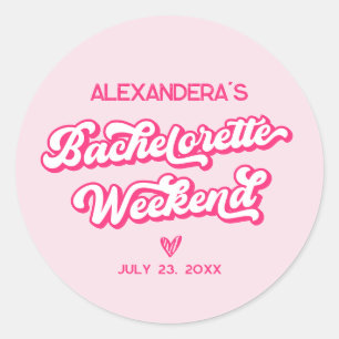 Pink Cowgirl Bachelorette Party Favour Classic Round Sticker