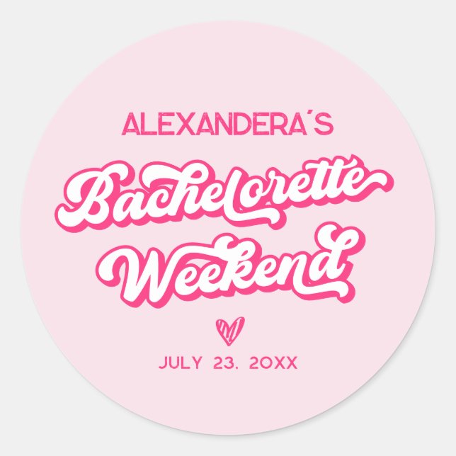 Pink Cowgirl Bachelorette Party Favour Classic Round Sticker (Front)