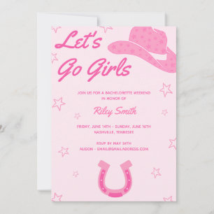 Pink Cowgirl Bachelorette Party Invitation