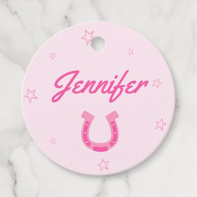 Pink Cowgirl Bachelorette Party Name Tag (Front)