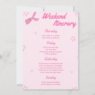 Pink Cowgirl Bachelorette Party Weekend Itinerary Invitation
