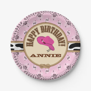 Pink Cowgirl Birthday, Customisable Plates
