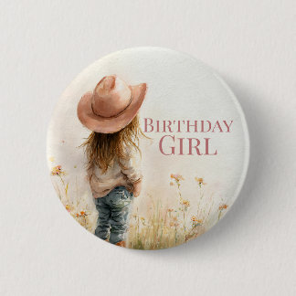 Pink Cowgirl Birthday | Farm Theme 1st  6 Cm Round Badge