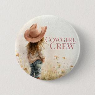 Pink Cowgirl Birthday Farm Theme 1st 6 Cm Round Badge