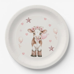 Pink Cowgirl Birthday Farm Theme 1st Paper Plate